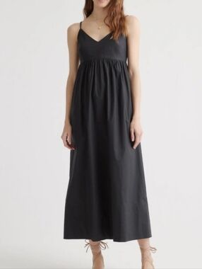 Quince Cotton Sleeveless Maxi Dress Black Sz XL